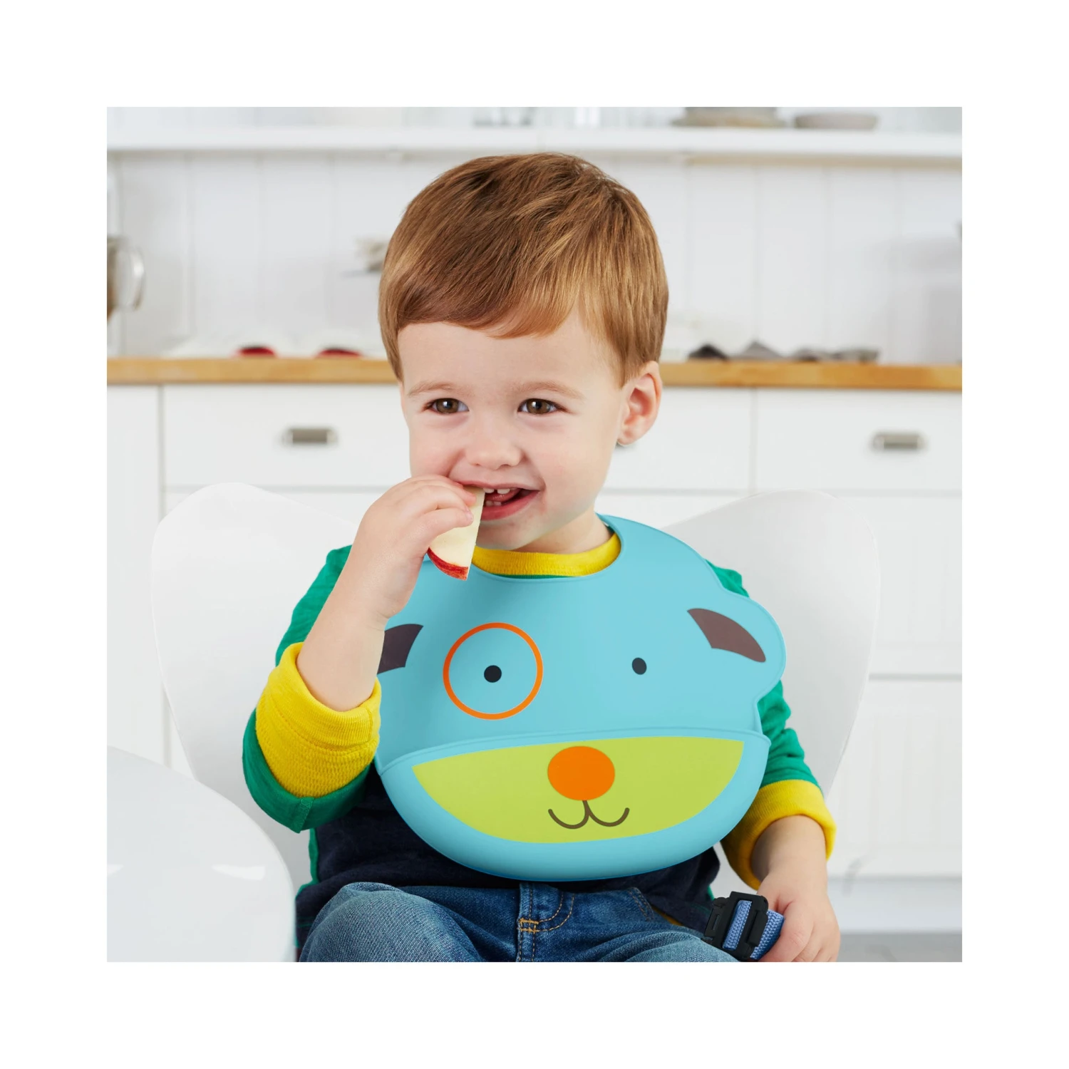 Skip Hop Zoo Fold & Go Silicone Bib - Dog 2 Skip Hop Zoo Fold & Go Silicone Bib - Dog - Image 2