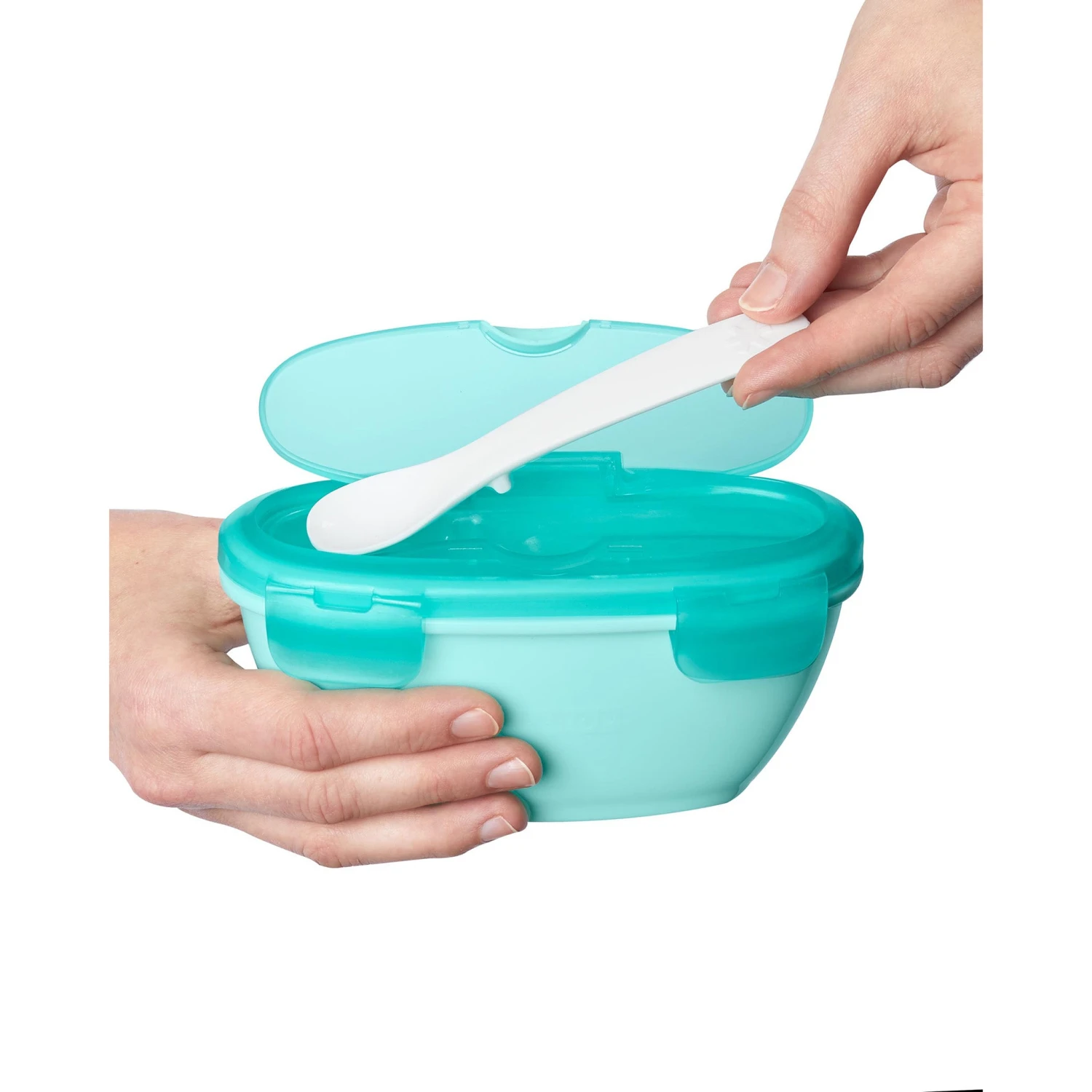 Skip Hop Easy-Serve Travel Bowl & Spoon- Teal 5 Skip Hop Easy-Serve Travel Bowl & Spoon- Teal - Image 5