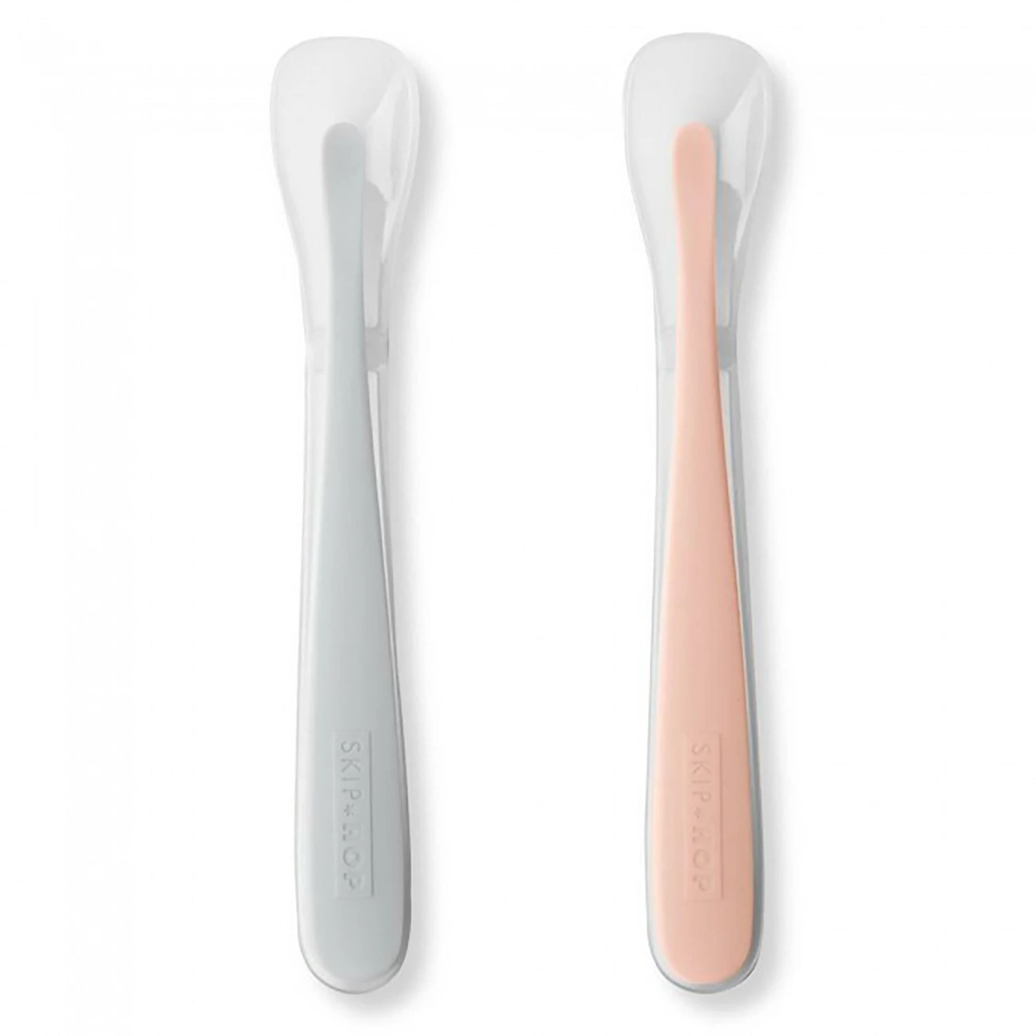 Skip Hop Easy-Feed Spoons-Grey/Soft Coral 1 Skip Hop Easy-Feed Spoons-Grey/Soft Coral