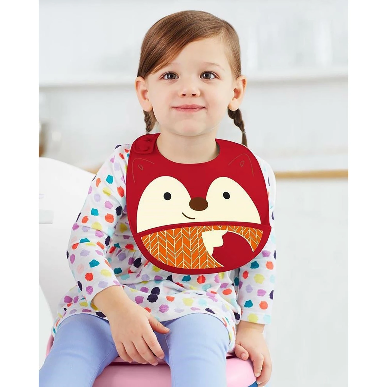 Skip Hop Zoo Fold & Go Silicone Bib - Fox 2 Skip Hop Zoo Fold & Go Silicone Bib - Fox - Image 2