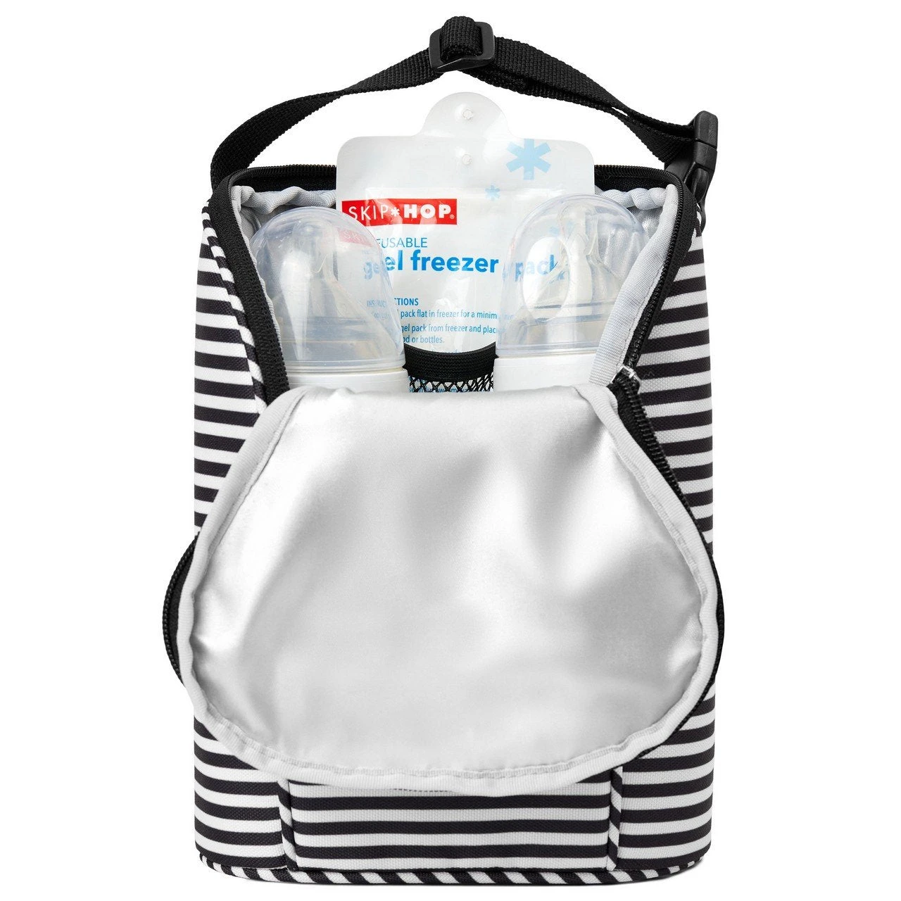 Skip Hop Grab & Go Double Bottle Bag - Black & White 2 Skip Hop Grab & Go Double Bottle Bag - Black & White - Image 2