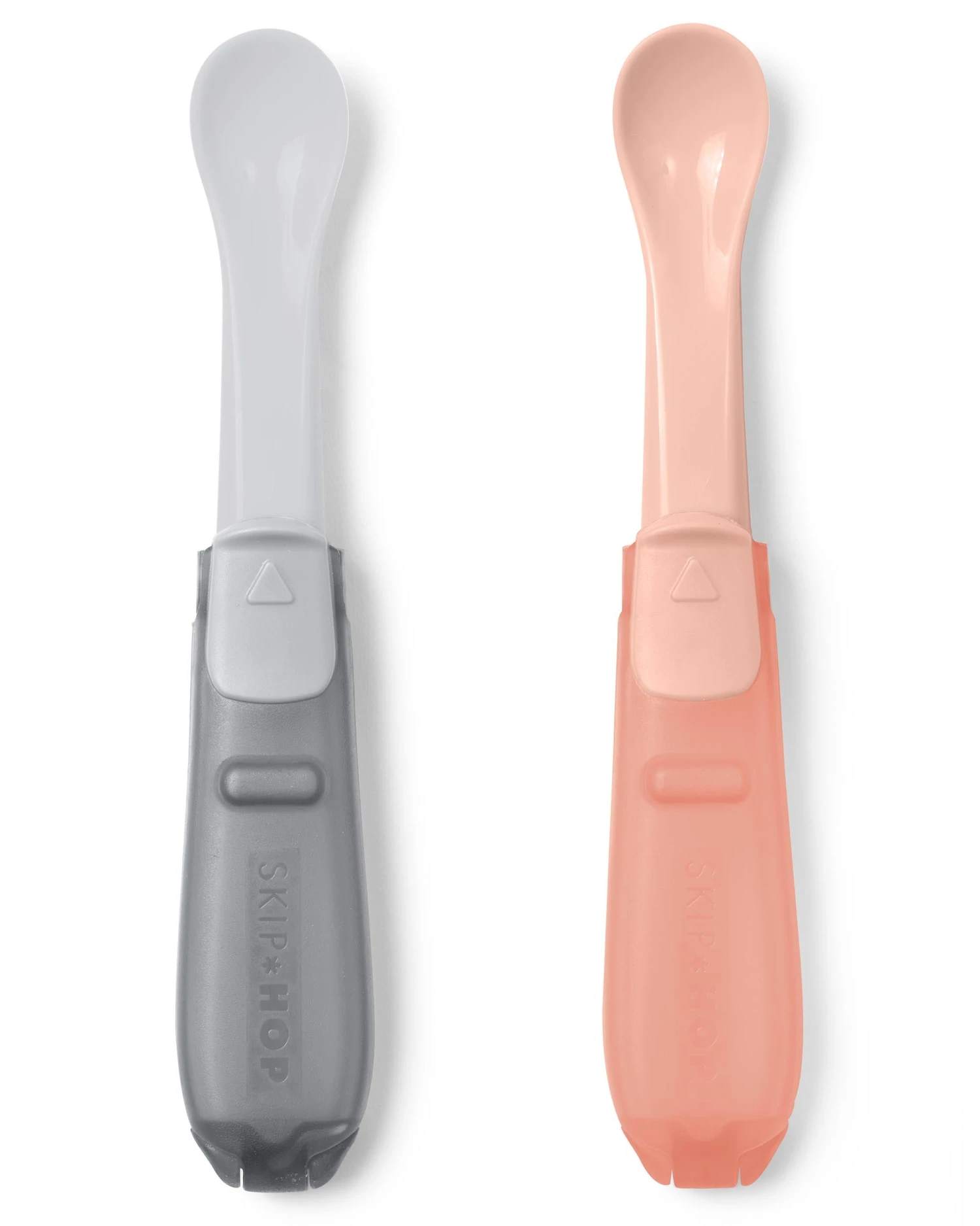 Skip Hop Easy-Fold Travel Spoons- Grey/Coral 1 Skip Hop Easy-Fold Travel Spoons- Grey/Coral