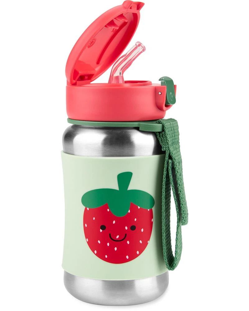Skip Hop Spark Style Stainless Steel Straw Bottle - Strawberry 2 Skip Hop Spark Style Stainless Steel Straw Bottle - Strawberry - Image 2
