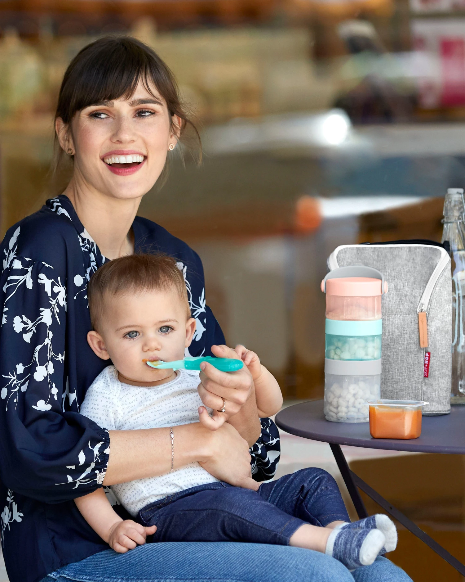 Skip Hop Easy-Fold Travel Spoons- Grey/Soft Teal 4 Skip Hop Easy-Fold Travel Spoons- Grey/Soft Teal - Image 4