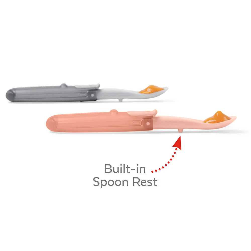 Skip Hop Easy-Fold Travel Spoons - Grey/Soft Coral 2 Skip Hop Easy-Fold Travel Spoons - Grey/Soft Coral - Image 2