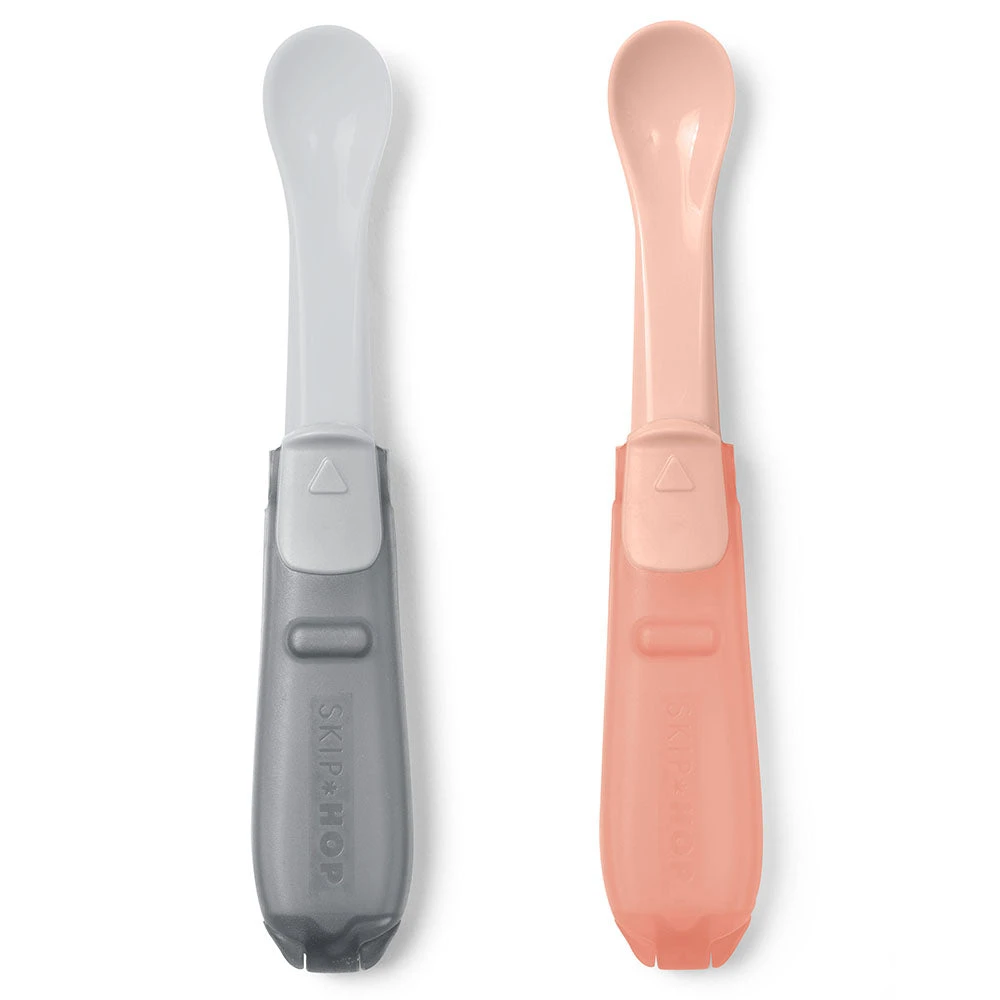 Skip Hop Easy-Fold Travel Spoons - Grey/Soft Coral 1 Skip Hop Easy-Fold Travel Spoons - Grey/Soft Coral