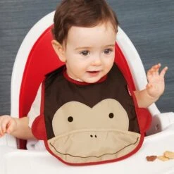 Skip Hop Zoo Tuck-Away Bib - Monkey 7 Skip Hop Zoo Tuck-Away Bib - Monkey -Skip Hop Store baby bib skip hop zoo tuck away bib monkey 4