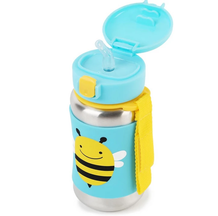 Skip Hop Zoo Stainless Steel Straw Bottle - Bee 2 Skip Hop Zoo Stainless Steel Straw Bottle - Bee - Image 2
