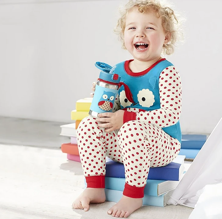 Skip Hop Zoo Stainless Steel Straw Bottle - Owl 4 Skip Hop Zoo Stainless Steel Straw Bottle - Owl - Image 4