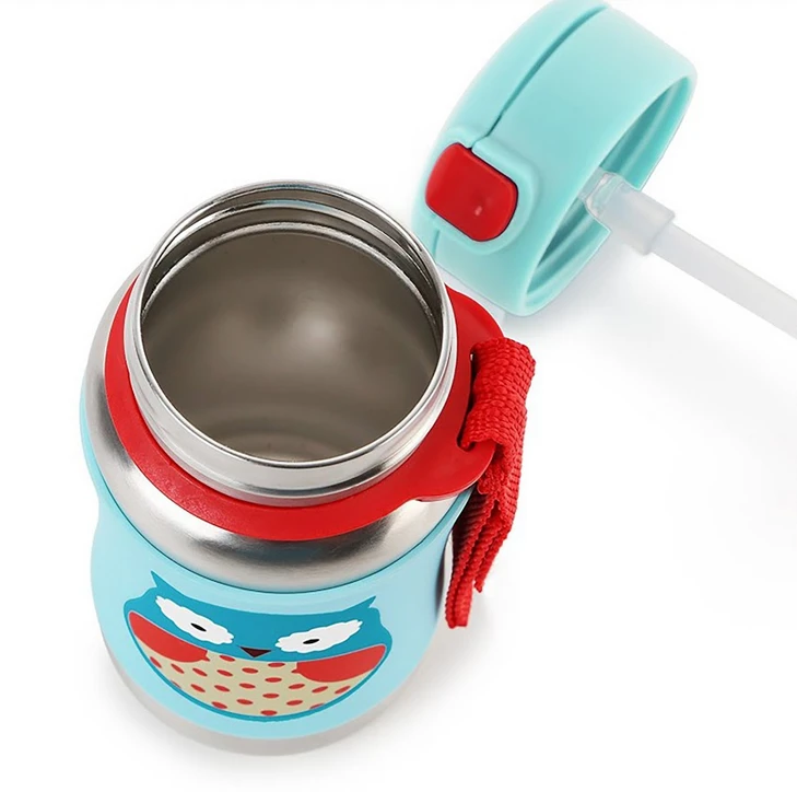 Skip Hop Zoo Stainless Steel Straw Bottle - Owl 3 Skip Hop Zoo Stainless Steel Straw Bottle - Owl - Image 3