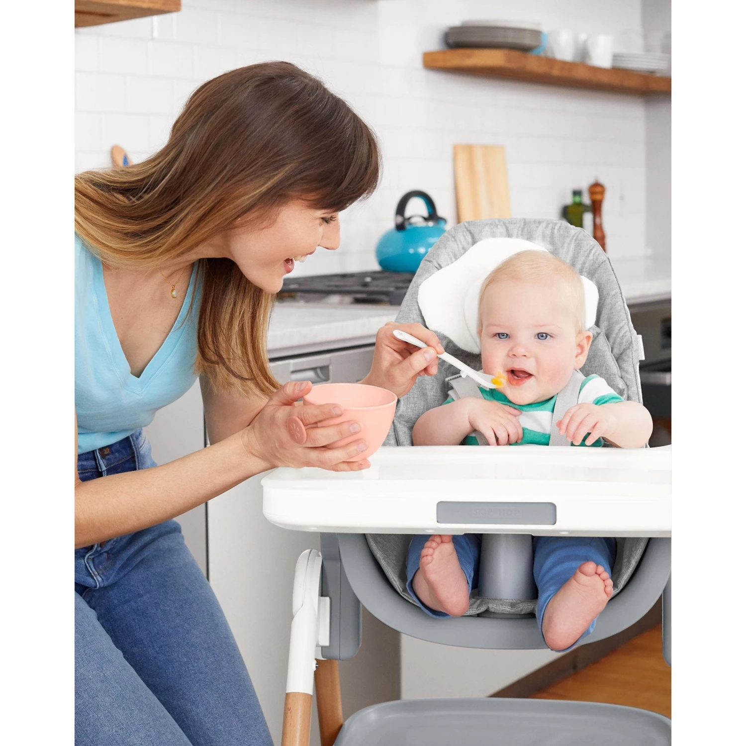 Skip Hop Easy-Grab Bowls-Grey/Soft Coral 6 Skip Hop Easy-Grab Bowls-Grey/Soft Coral - Image 6