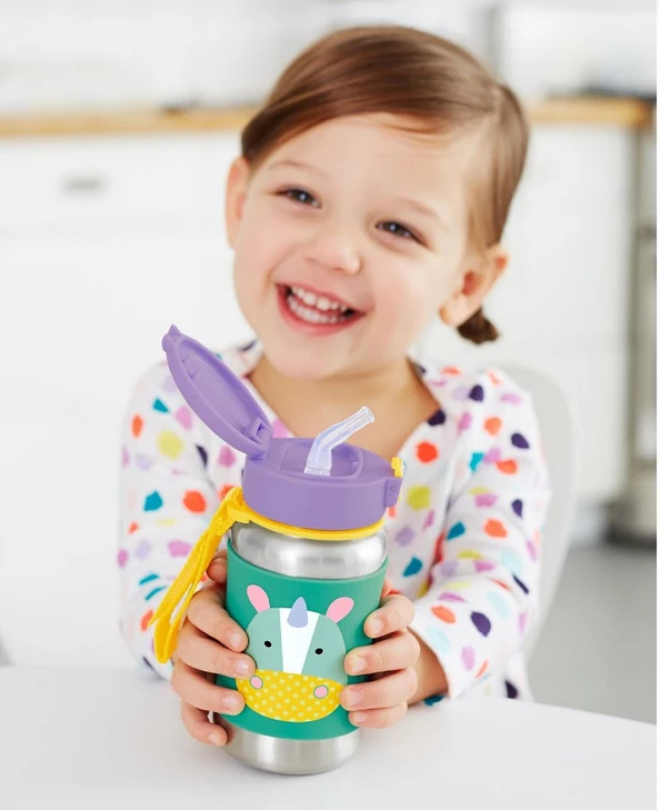 Skip Hop Zoo Stainless Steel Straw Bottle - Unicorn 3 Skip Hop Zoo Stainless Steel Straw Bottle - Unicorn - Image 3