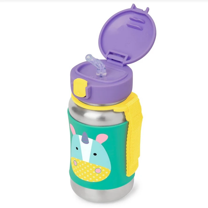 Skip Hop Zoo Stainless Steel Straw Bottle - Unicorn 2 Skip Hop Zoo Stainless Steel Straw Bottle - Unicorn - Image 2