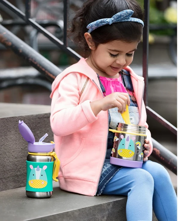 Skip Hop Zoo Stainless Steel Straw Bottle - Unicorn 5 Skip Hop Zoo Stainless Steel Straw Bottle - Unicorn - Image 5