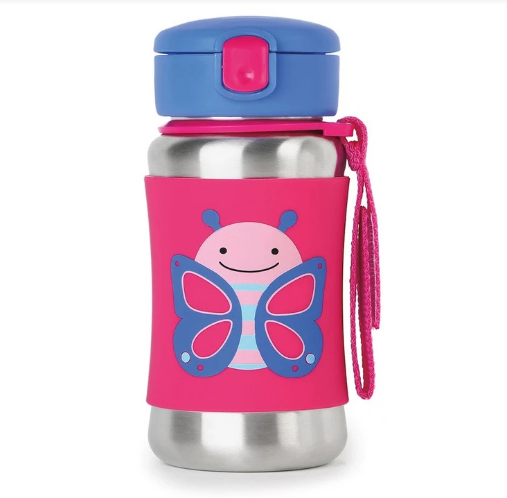 Skip Hop Zoo Stainless Steel Straw Bottle - Butterfly 1 Skip Hop Zoo Stainless Steel Straw Bottle - Butterfly
