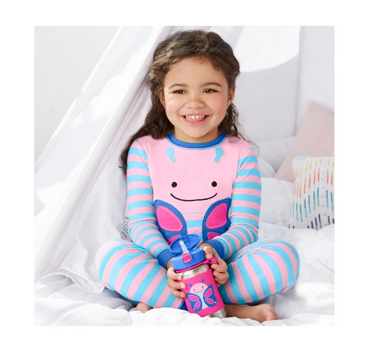 Skip Hop Zoo Stainless Steel Straw Bottle - Butterfly 3 Skip Hop Zoo Stainless Steel Straw Bottle - Butterfly - Image 3