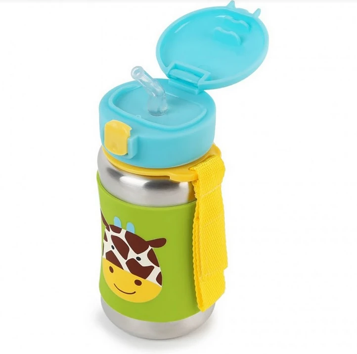 Skip Hop Zoo Stainless Steel Straw Bottle - Giraffe 2 Skip Hop Zoo Stainless Steel Straw Bottle - Giraffe - Image 2