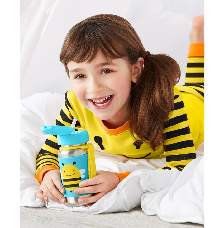Skip Hop Zoo Stainless Steel Straw Bottle - Bee 3 Skip Hop Zoo Stainless Steel Straw Bottle - Bee - Image 3