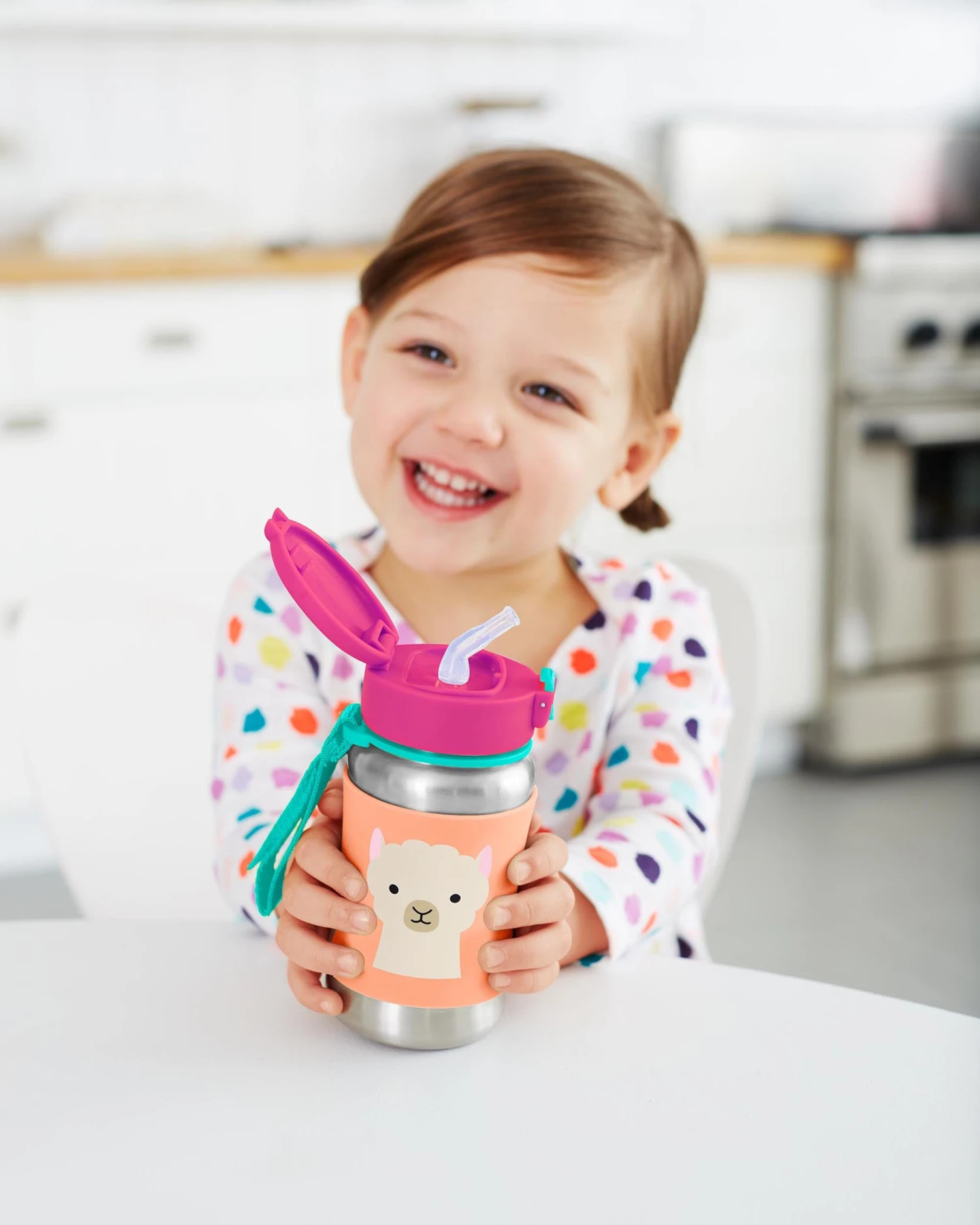 Skip Hop Zoo Stainless Steel Straw Bottle - Llama 3 Skip Hop Zoo Stainless Steel Straw Bottle - Llama - Image 3